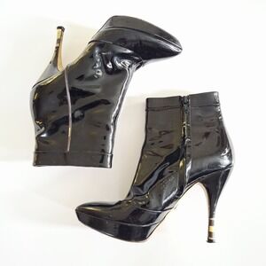 Emilio Pucci Black Patent Leather Goth Lux Domonatrix Boots 36.5 Italy